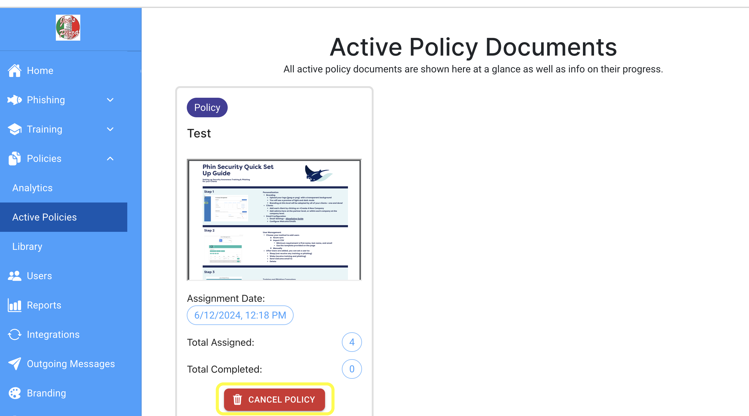 How to cancel an active policy